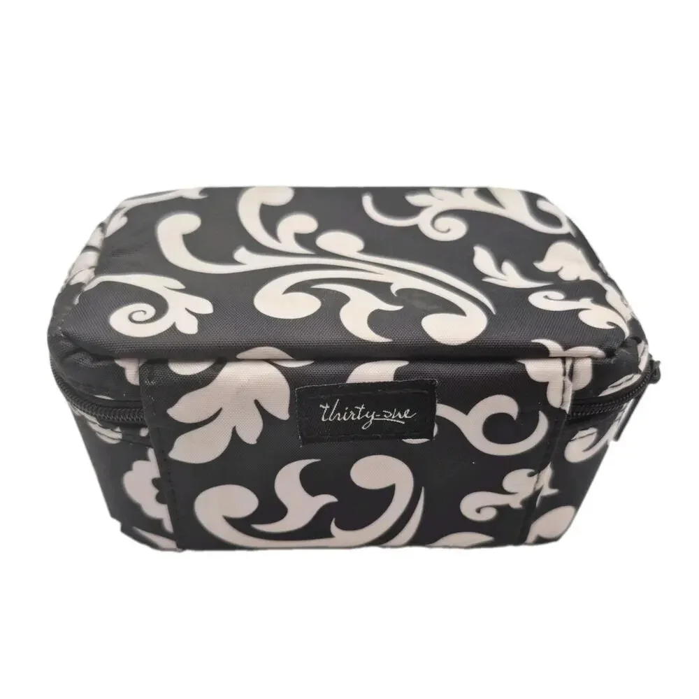 Thirty-one Black White Soft-side Travel Jewelry Organizer 5.5x3.5x3